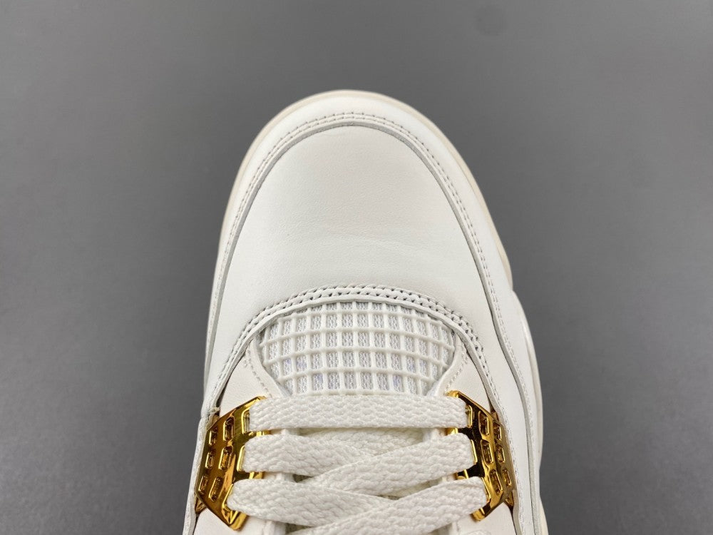 Low Top Sneakers, White Gold Colorway, Metallic Finish, Lace Up Design, Casual Gift for Sneaker Fans