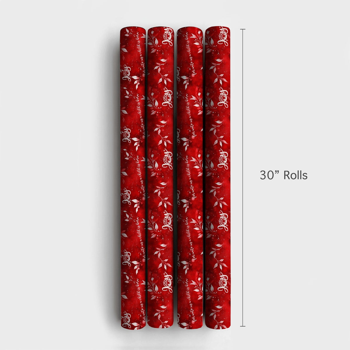 Christian Christmas Gift Wrap, Nativity Scene Joy Wrapping Paper, Crimson Red Religious Holiday Paper, Joy Gift Wrapping Pape
