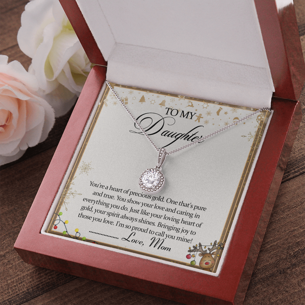 White Gold Over Stainless Steel Necklace from Mom, To My Daughter CZ Pendant Necklace, Meaningful Christmas Birthday Keepsake