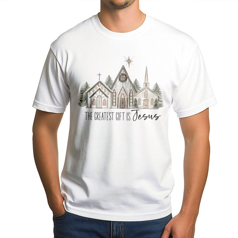 Christian Christmas Nativity Graphic Tee, The Greatest Present Is Jesus T-Shirt, Religious Church Holiday Shirt, Faith Worshi