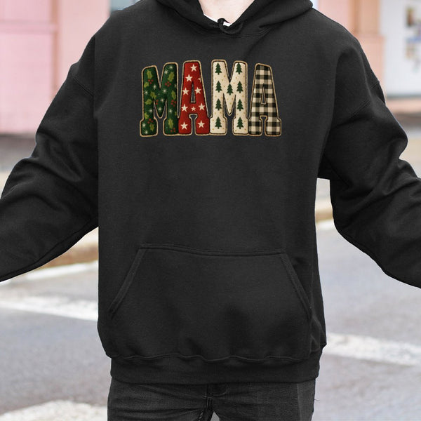 Festive Plaid Holiday Mama Sweatshirt, Christmas Mama Hoodie, Adorable Xmas Mother Hoodie, Winter Holiday Pullover, Present f
