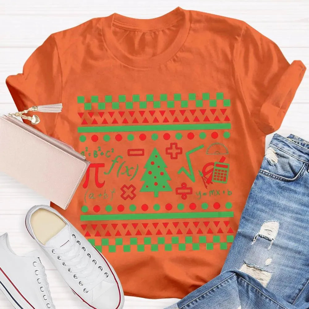 Festive STEM Holiday Teacher Tee, Math Elements Christmas Tree Shirt, Math Equations Xmas Tree Shirt, Science Teacher Christm