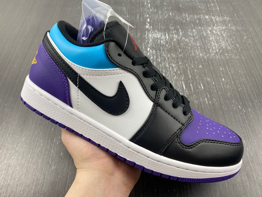 Low Top Sneakers, Black Purple Colorway, Lace Up Design, Casual Gift for Sneaker Fans