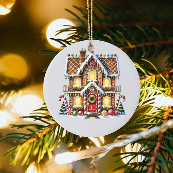 Holiday Gingerbread Tree Ornament, Gingerbread House Christmas Ornament, Adorable Winter Gingerbread Ornament, Xmas Decor, Ho