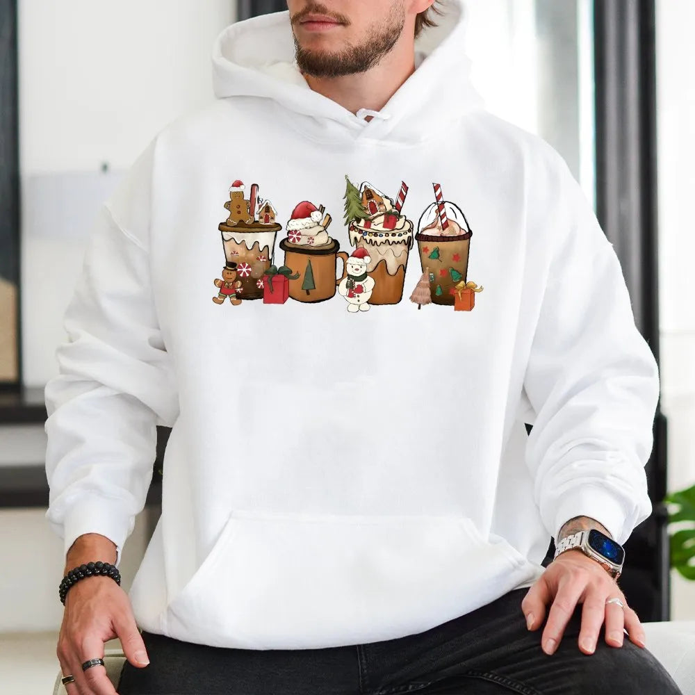 Gingerbread Latte Holiday Sweatshirt, Christmas Coffee Hoodie, Adorable Christmas Coffee Graphic Hoodie, Comfy Winter Coffee 
