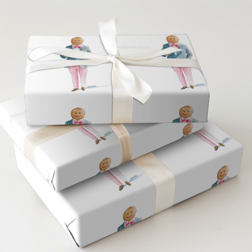 Coffee Gingerbread Gift Wrap, Dapper Gingerbread Man Wrapping Paper, Preppy Christmas Wrapping Paper, Whimsical Holiday Wrapp