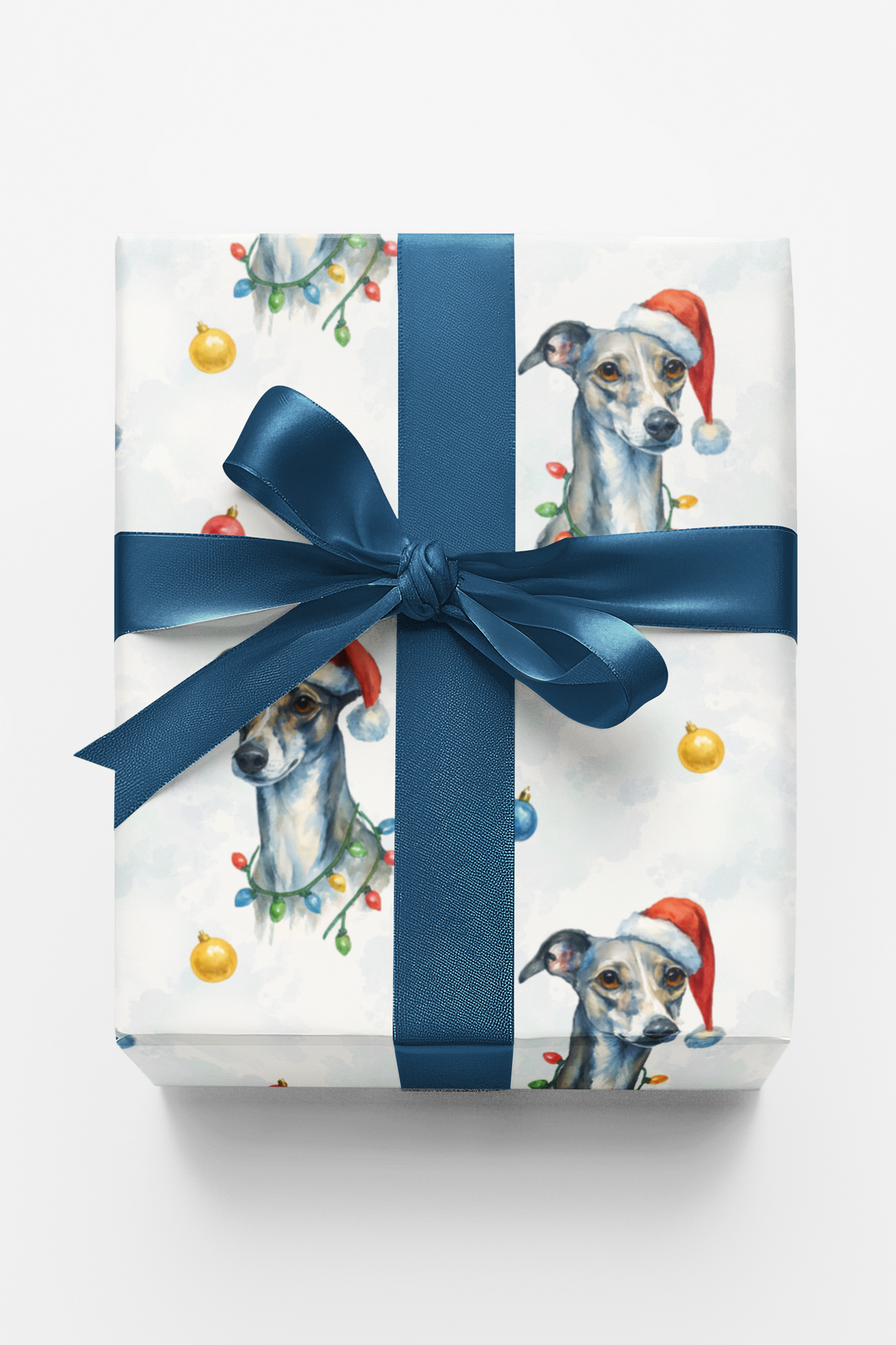 Sleighhound Dog Holiday Gift Wrap, Whippet Christmas Wrapping Paper, Santa Hat Whippet Wrapping Paper, Dog Lover Xmas Present