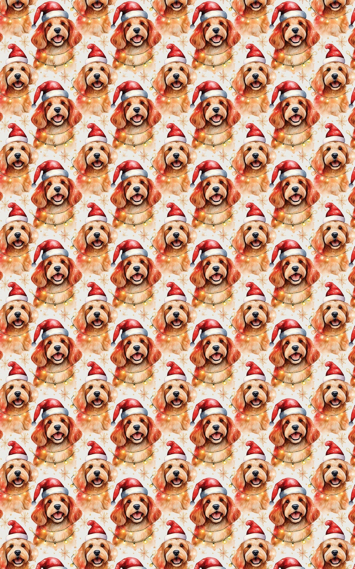 Santa Hat Dog Holiday Gift Wrap, Cavapoo Christmas Wrapping Paper, Twinkling Cavapoo Wrapping Paper, Festive Puppy Gift Wrap 