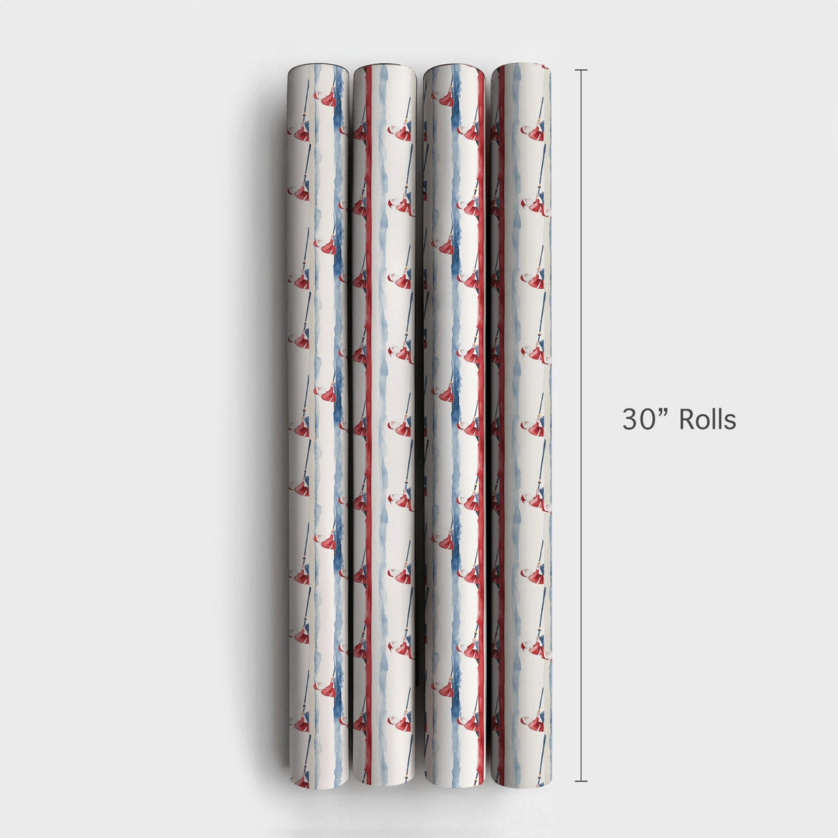 Crew Rower Scull Holiday Gift Wrap, Rowing Santa Wrapping Paper, Watercolor Sports Santa Paper, Christmas Regatta Wrapping Pa