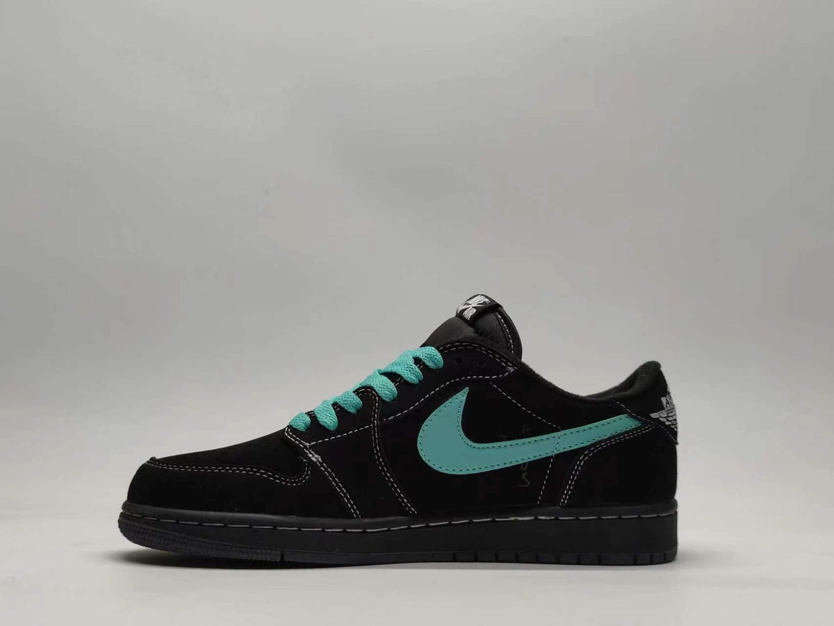 Low Top Sneakers, Black Teal Colorway, Reverse Hook Design, Lace Up Design, Casual Gift for Sneaker Fans
