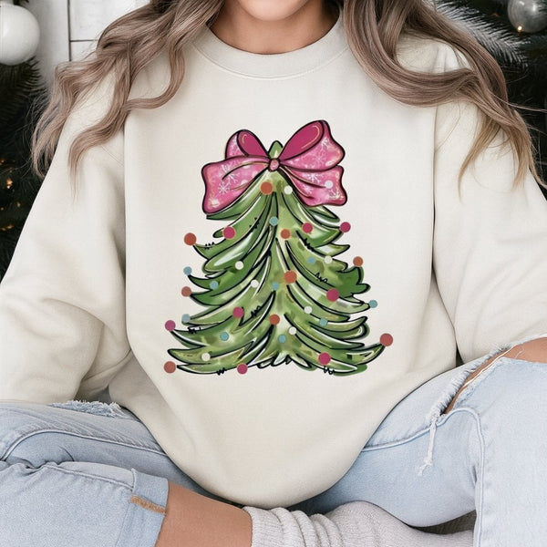 Cheetah Holiday Crewneck, Pink Bow Christmas Tree Sweatshirt, Adorable Merry Christmas Sweatshirt, Trendy Winter Graphic Swea