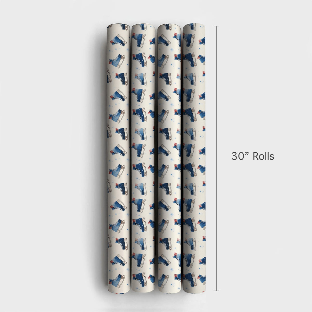 Winter Watercolor Figure Skating Gift Wrap, Ice Skate Wrapping Paper, Holiday Christmas Paper Roll, Seasonal Birthday Wrappin