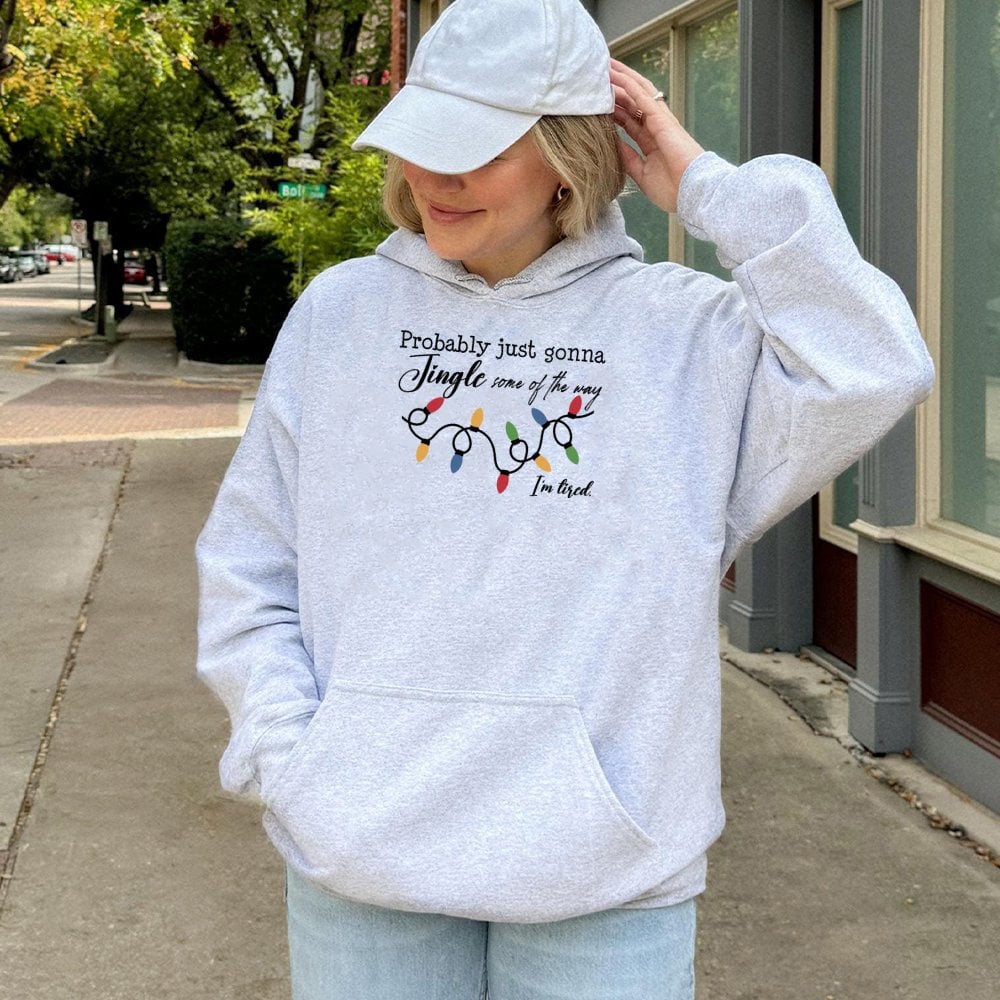 Humorous Christmas Lights Hoodie, Jingle All the Way Hoodie, Festive Holiday Hoodie, Xmas Graphic Hooded Sweatshirt, Comfy Wi