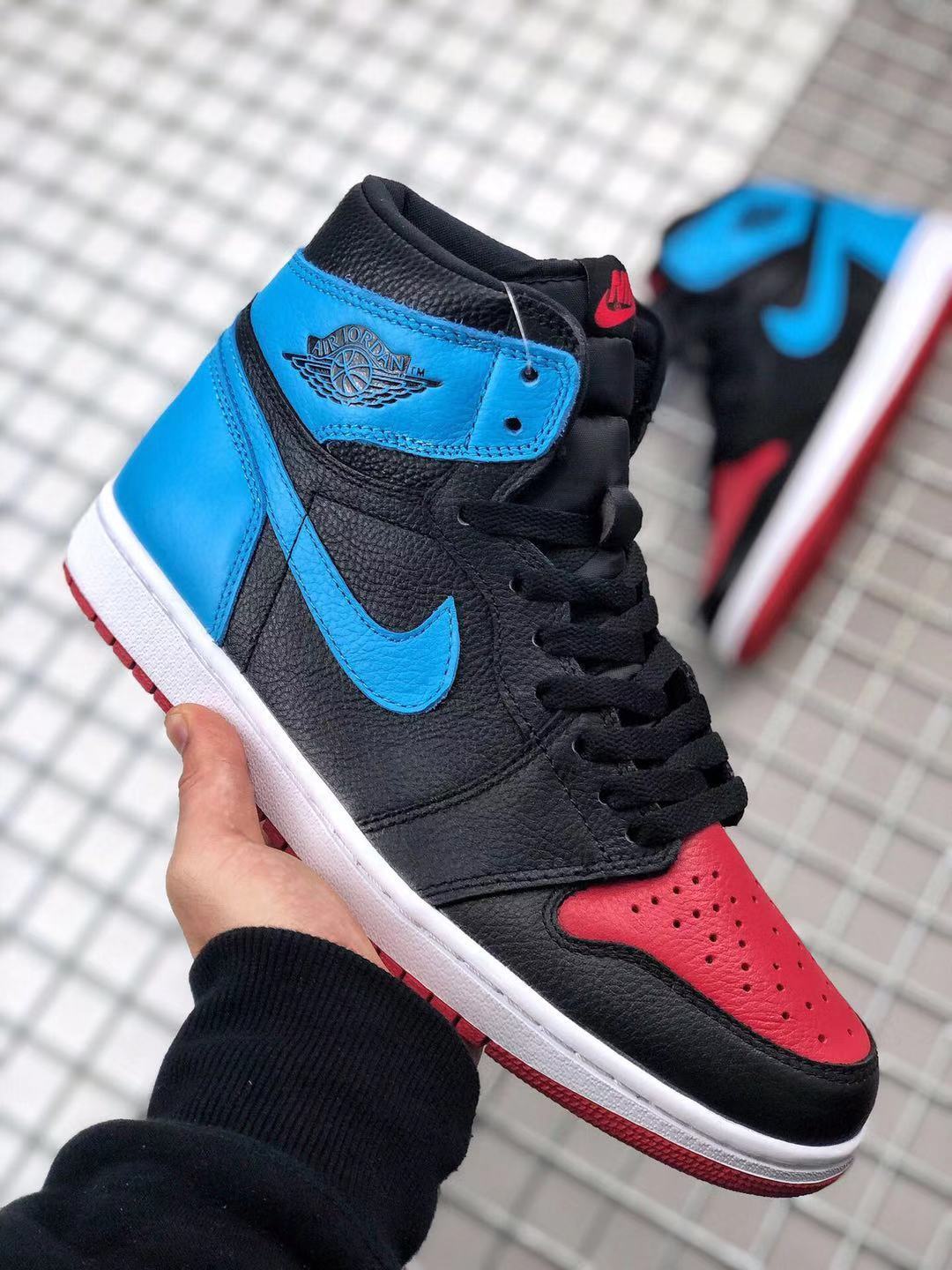Sneakers, Blue Black Red Colorway, Lace Up Design, Casual Gift for Sneaker Fans