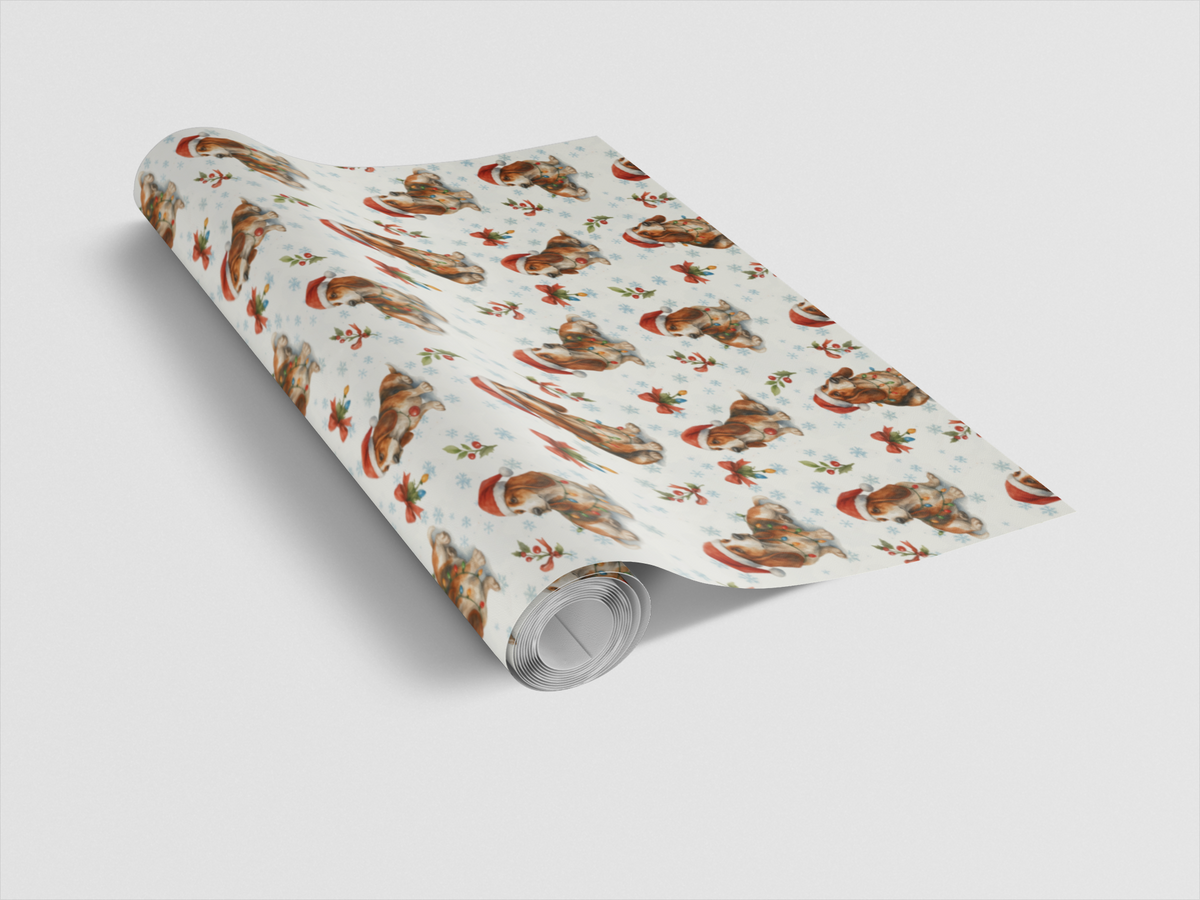 Basset Hound Dog Holiday Gift Wrap, Basset Hound Christmas Wrapping Paper, Santa Dog Festive Wrapping Paper, Dog Lover Xmas P