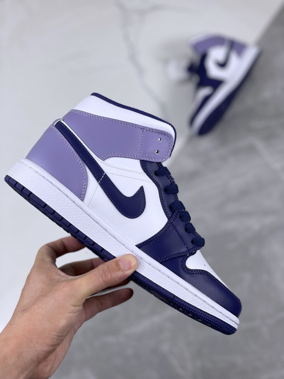 Mid Top Sneakers, White Purple Colorway, Lace Up Design, Casual Gift for Sneaker Fans