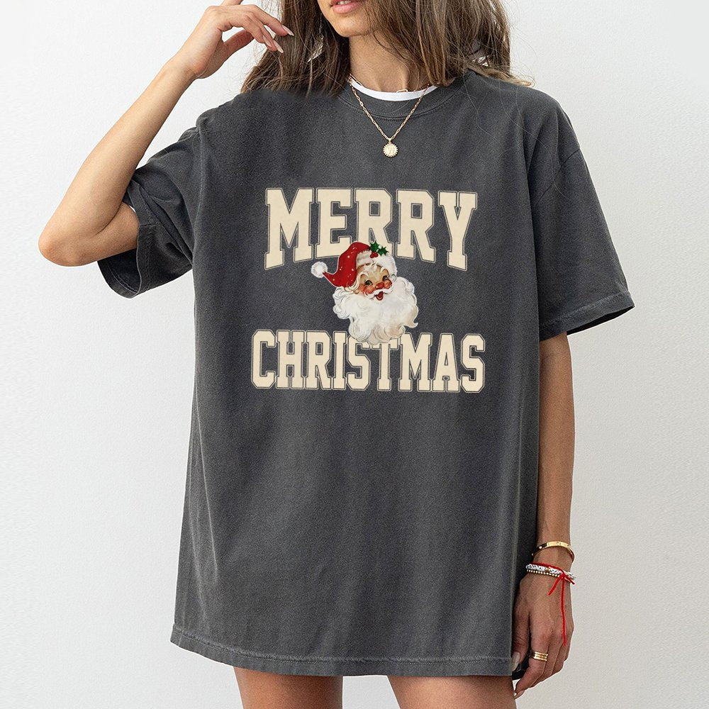 Retro Santa Claus Shirt, Vintage Merry Christmas Santa T-Shirt, Festive Xmas Graphic Tee, Adorable Christmas Graphic T-Shirt,