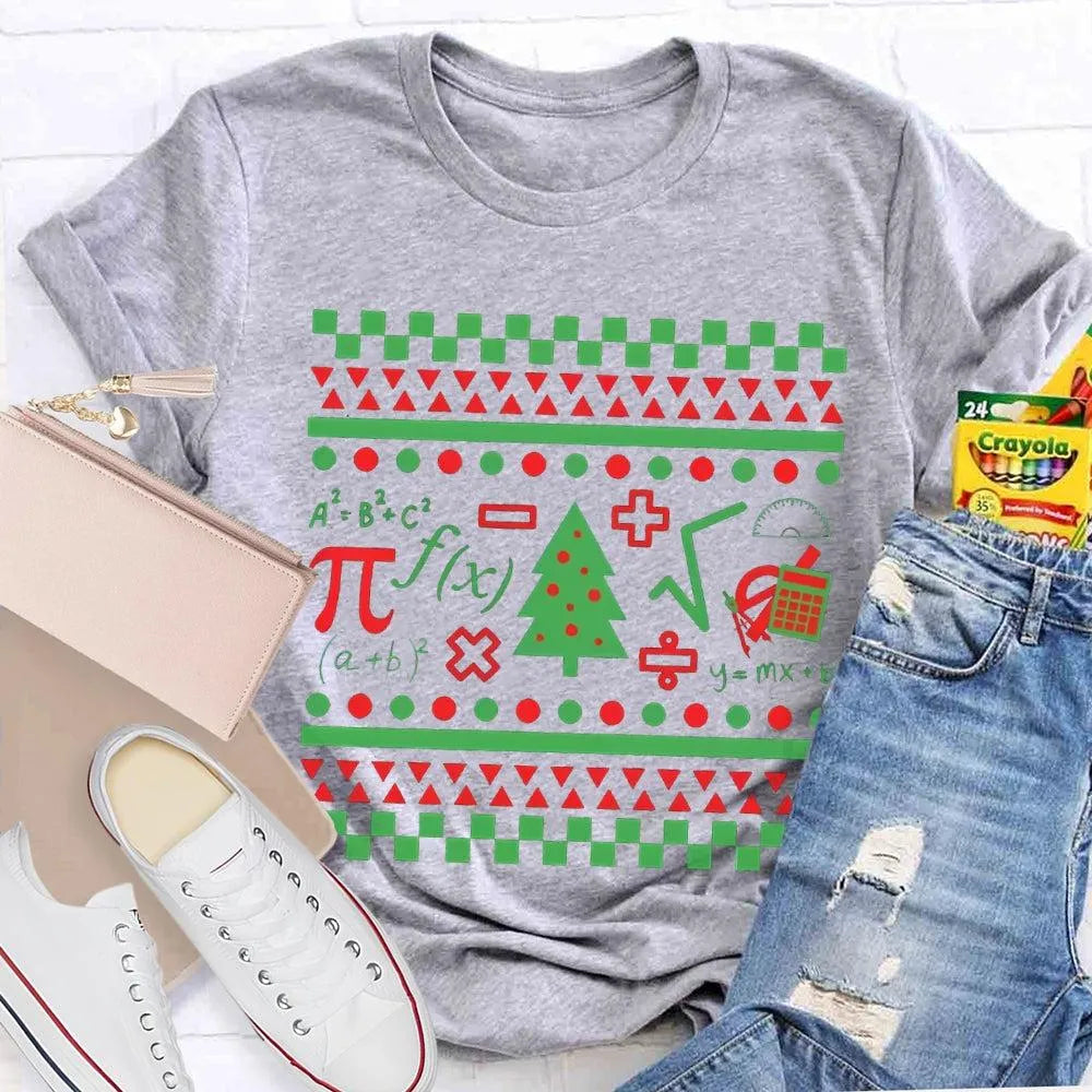 Festive STEM Holiday Teacher Tee, Math Elements Christmas Tree Shirt, Math Equations Xmas Tree Shirt, Science Teacher Christm