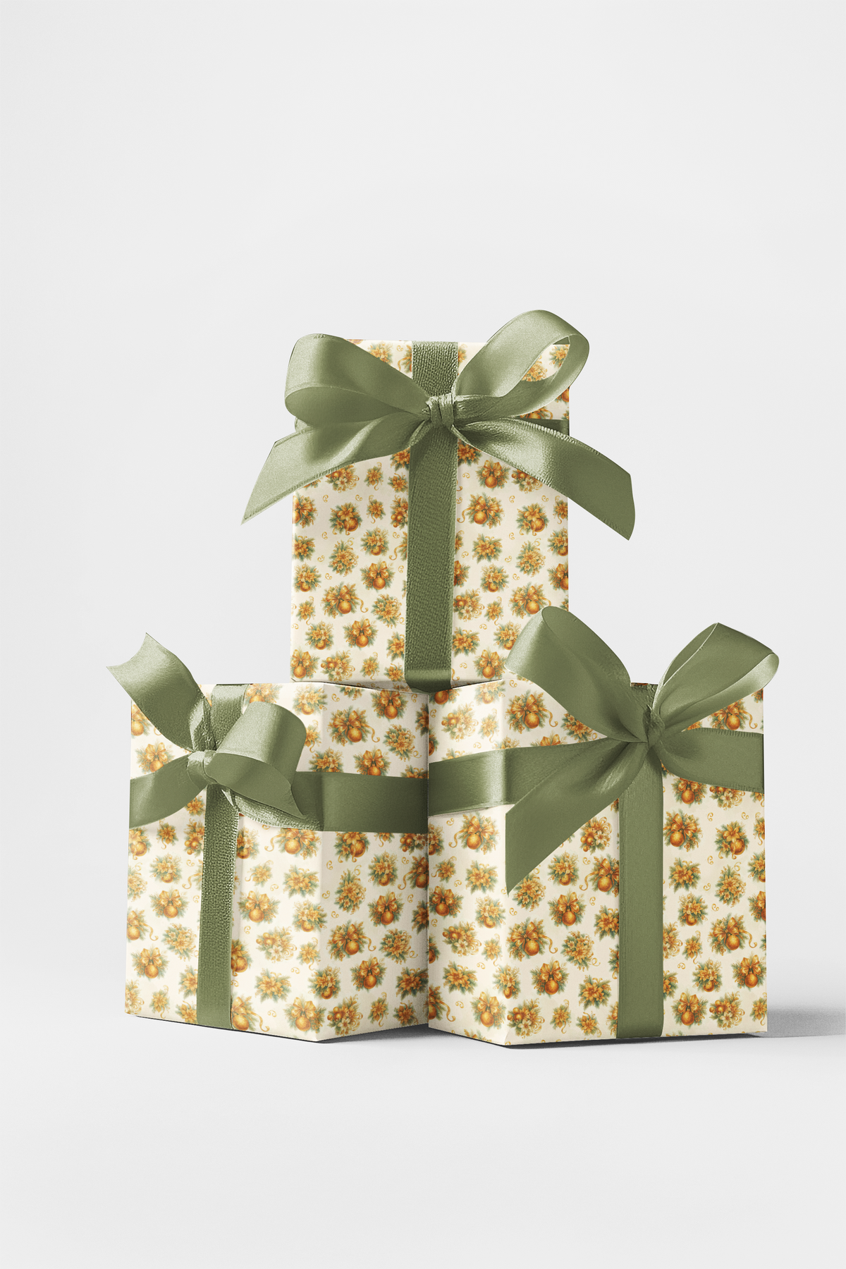 Elegant Holiday Gift Wrap, Gold Ornament Christmas Wrapping Paper, Gold Christmas Wrapping Paper, Xmas Present Wrap, Luxury G