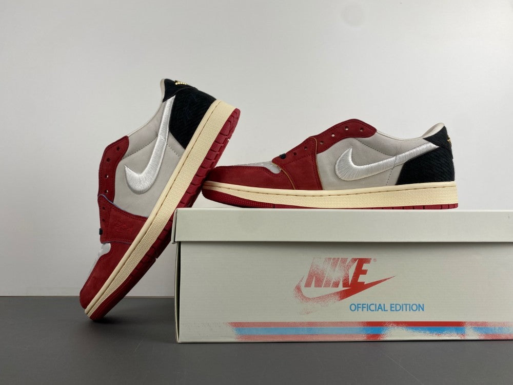Low Top Sneakers, White Red Colorway, Lace Up Design, Casual Gift for Sneaker Fans