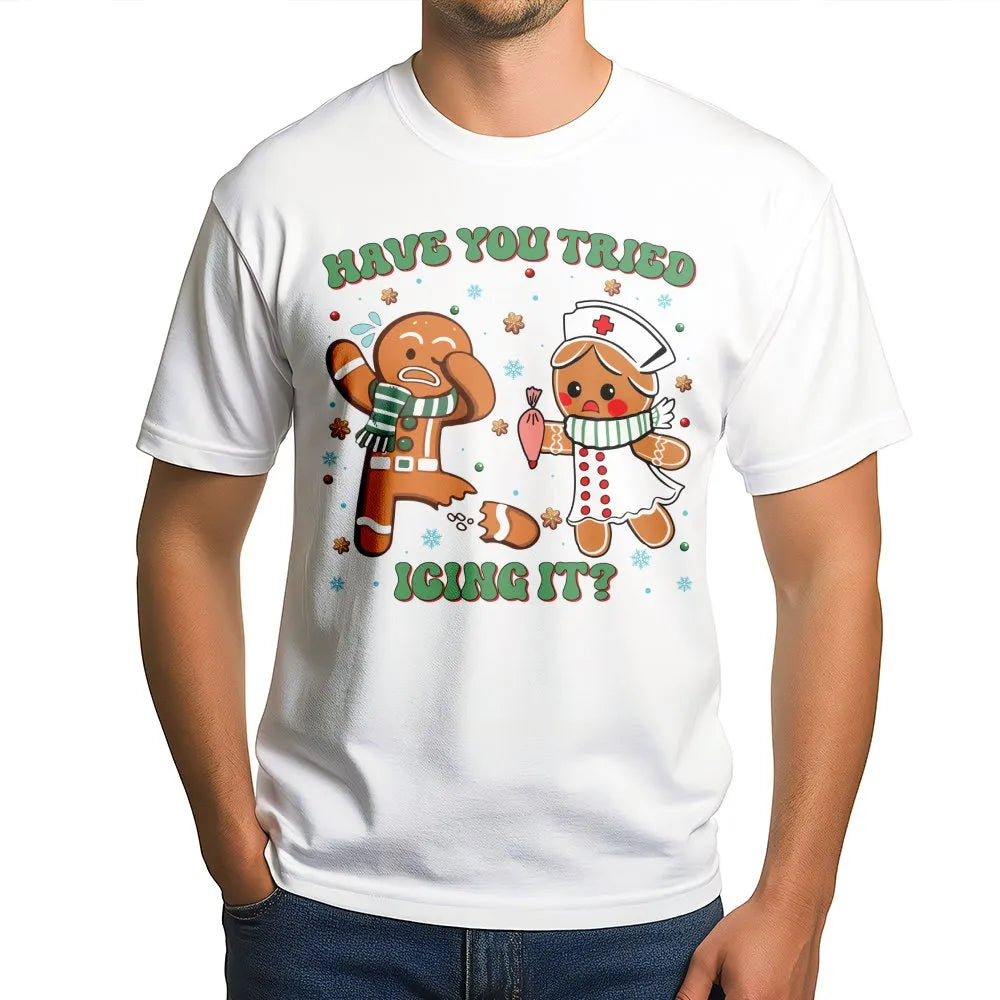 Humorous Medical Holiday Shirt, Gingerbread Icing It Nurse Christmas T-Shirt, Adorable RN Xmas Tee, Healthcare Worker Graphic