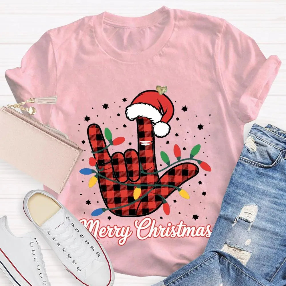 Festive Holiday Lights Shirt, Christmas Santa Hats and Lights T-Shirt, Adorable Xmas Graphic Tee, Comfy Winter Holiday Shirt,