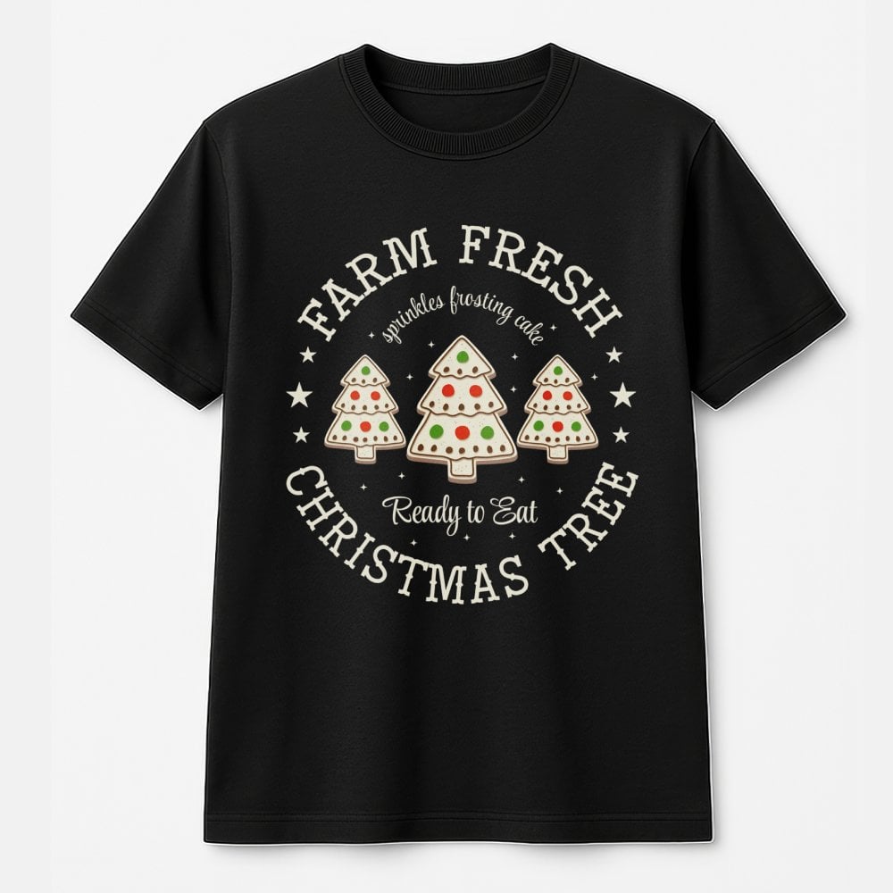 Holiday Bakery T-Shirt, Farm Fresh Christmas Tree Cookie T-Shirt, Humorous Christmas Cookie T-Shirt, Adorable Winter Baking T