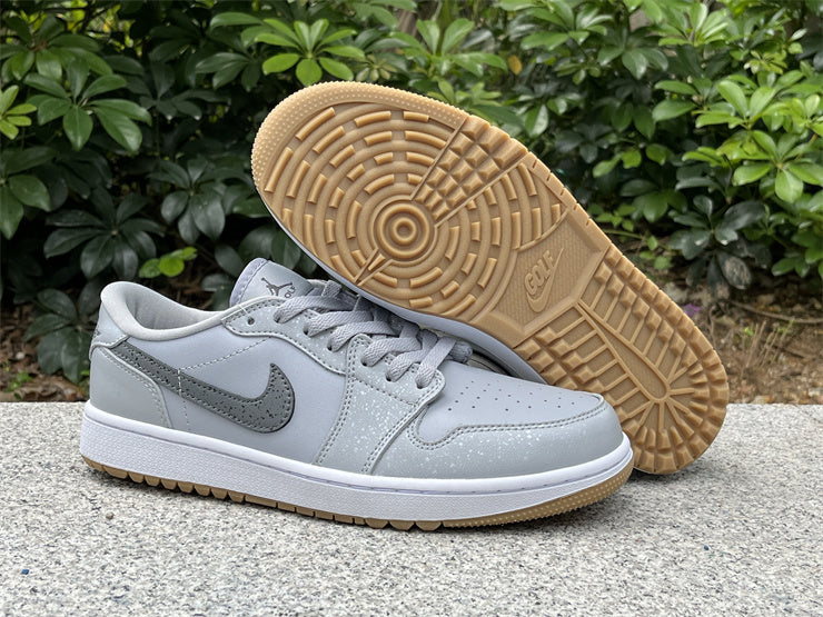 Low Top Golf Shoes, White Gray Colorway, Lace Up Design, Casual Gift for Shoe Lovers