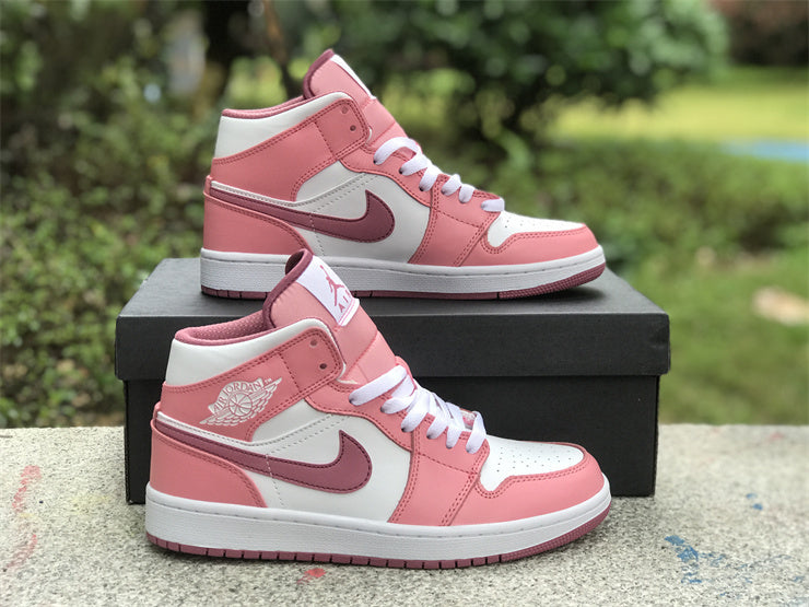 Mid Top Sneakers, White Pink Colorway, Valentine Design, Lace Up Design, Casual Gift for Sneaker Fans