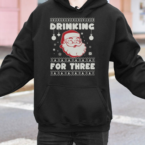 Humorous Santa Twins Pregnancy Announcement Sweatshirt, Drinking for Three Christmas Hoodie, Expectant Mom Maternity Pullover