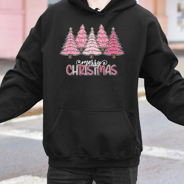 Adorable Animal Print Holiday Sweatshirt, Pink Leopard Christmas Tree Hoodie, Trendy Xmas Pullover, Girly Preppy Winter Holid