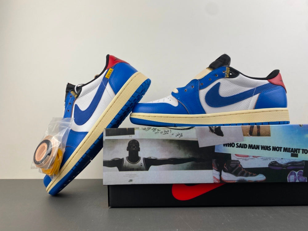 Low Top Sneakers, Blue White Yellow Colorway, Lace Up Design, Casual Gift for Sneaker Fans