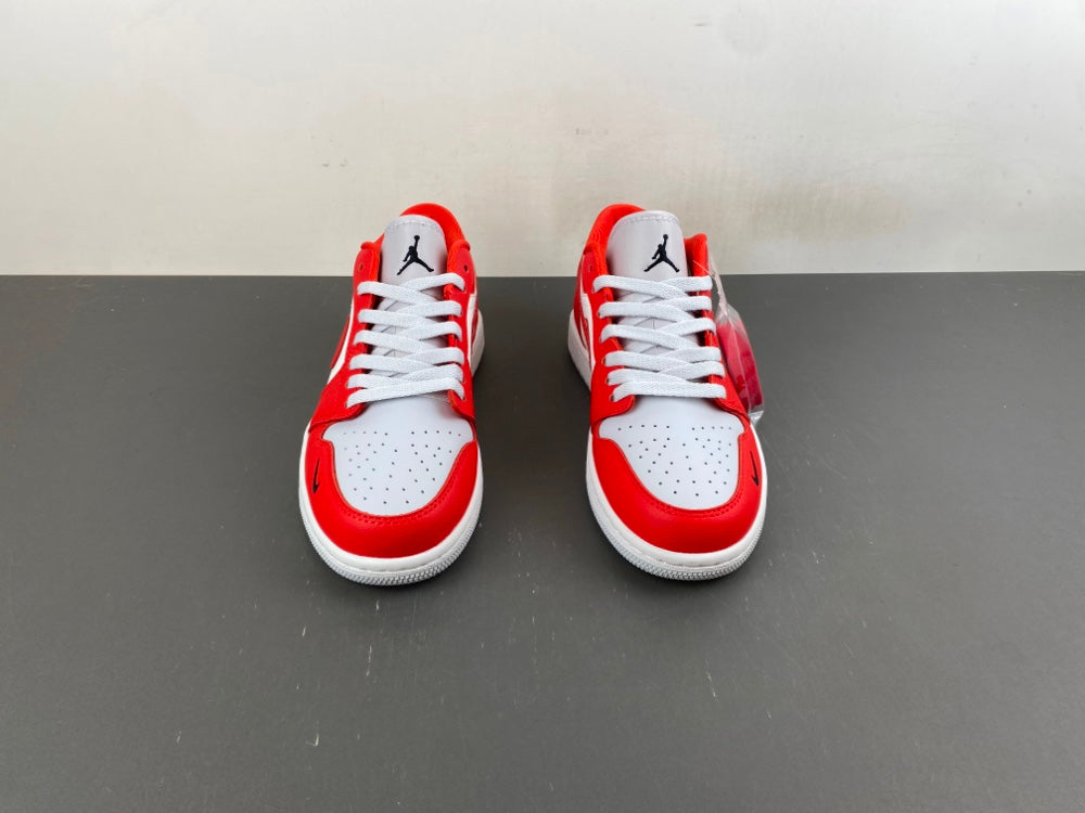 Low Top Sneakers, White Black Red Colorway, Lace Up Design, Casual Gift for Sneaker Fans