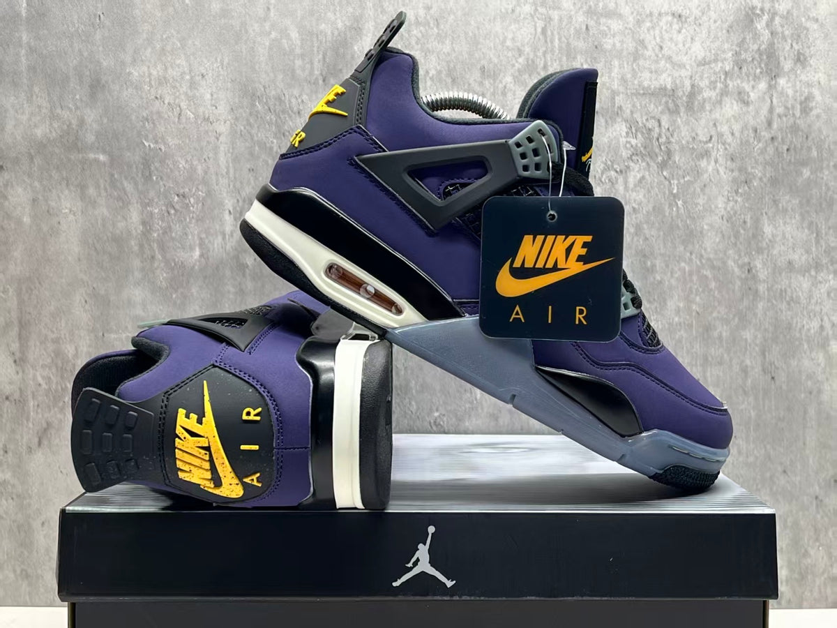 Mid Top Sneakers, Purple Gold Colorway, Lace Up Design, Casual Gift for Sneaker Fans