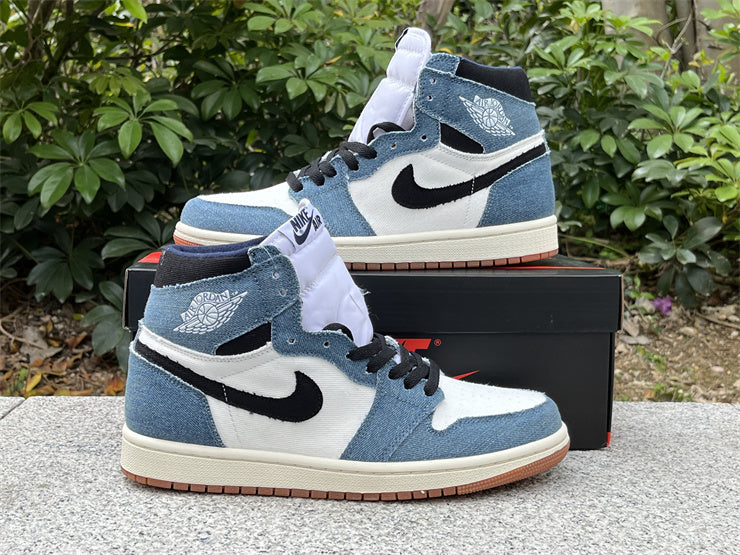High Top Sneakers, White Blue Black Colorway, Lace Up Design, Casual Gift for Sneaker Fans
