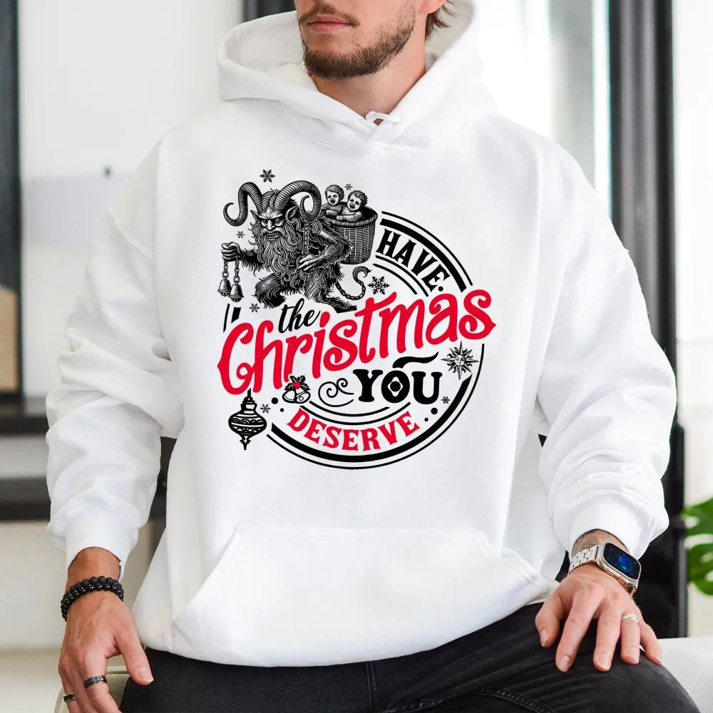 Dark Holiday Horror Hoodie, Krampus Christmas Hoodie, Krampusnacht Pullover Hoodie, Sarcastic Winter Holiday Sweatshirt, Cree