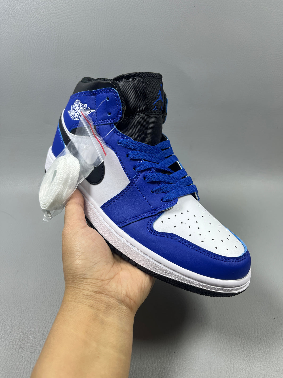 High Top Sneakers, Blue White Colorway, Lace Up Design, Casual Gift for Sneaker Fans