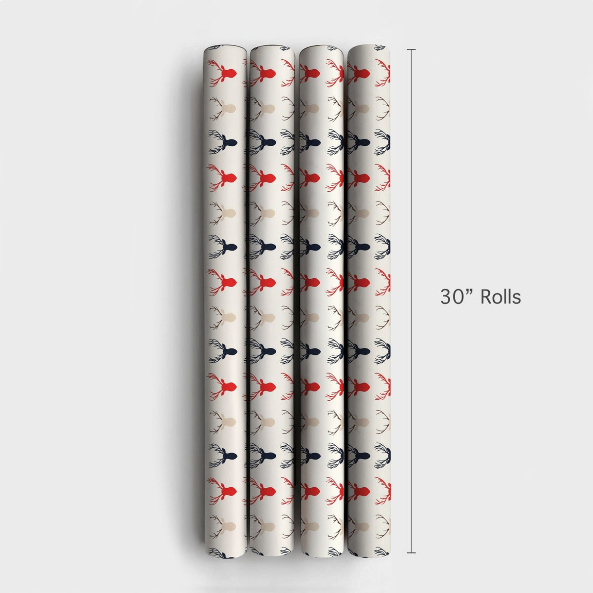Modern Rustic Deer Gift Wrap, Reindeer Silhouette Christmas Wrapping Paper, Festive Winter Wrapping Paper, Holiday Season Pre