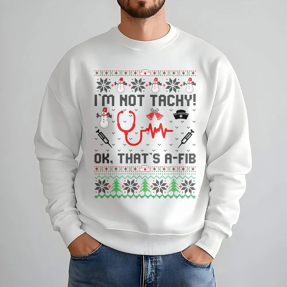 Humorous Medical Heart Rhythm Sweater, Nurse Ugly Christmas Sweatshirt, RN Holiday Graphic Crewneck, Nurse Practitioner Xmas 