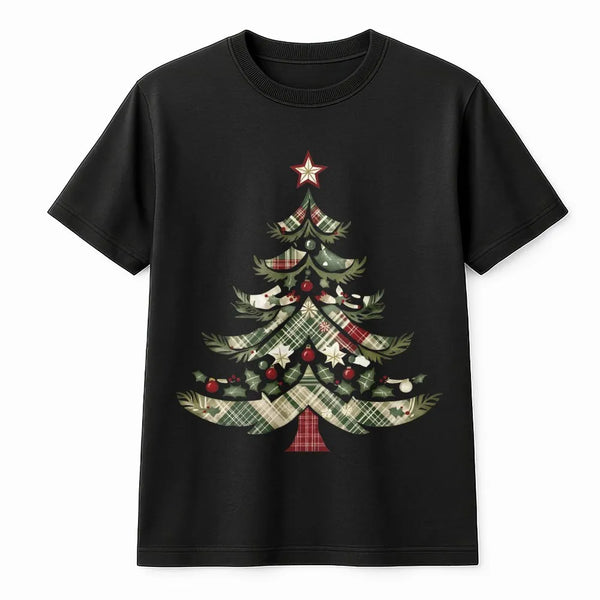 Vintage Buffalo Plaid Holiday Shirt, Rustic Plaid Christmas Tree T-Shirt, Comfy Festive Tree Graphic Tee, Adorable Winter Hol