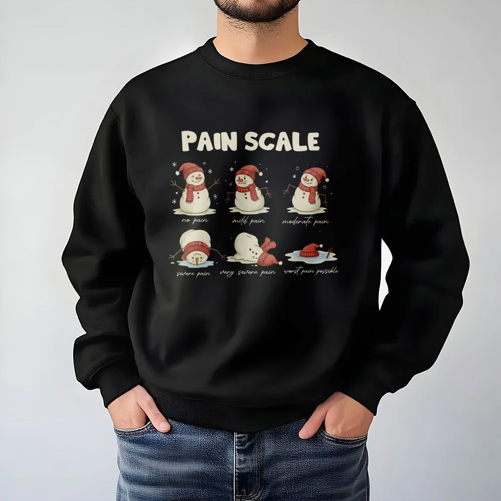Humorous Nurse Christmas Sweatshirt, Snowman Pain Scale Sweatshirt, Medical Holiday Crewneck, Hospital Worker Pullover, Adora