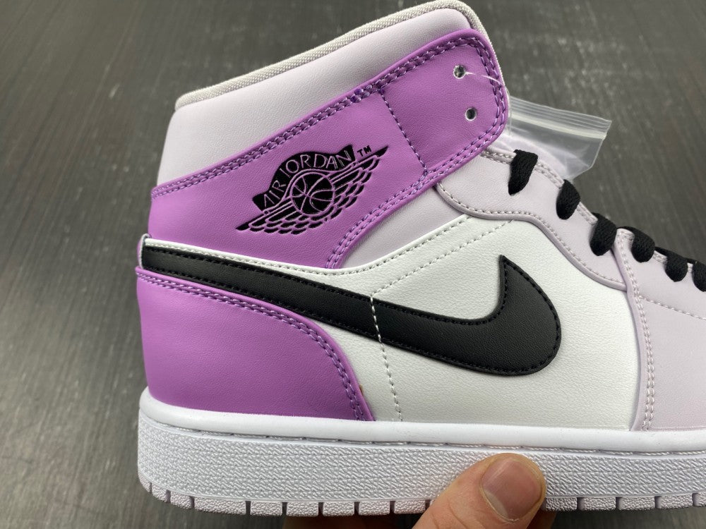 Mid Top Sneakers, White Black Purple Colorway, Lace Up Design, Casual Gift for Sneaker Fans