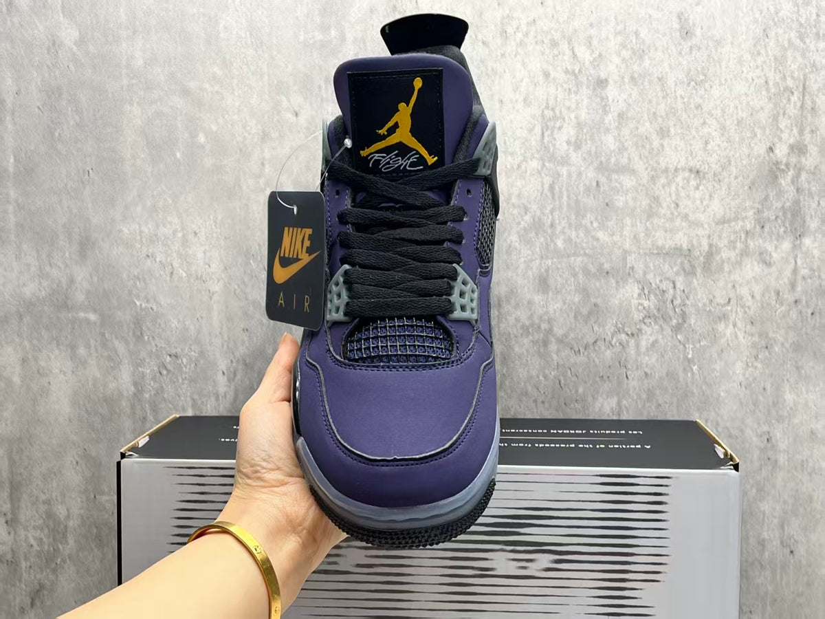 Mid Top Sneakers, Purple Gold Colorway, Lace Up Design, Casual Gift for Sneaker Fans