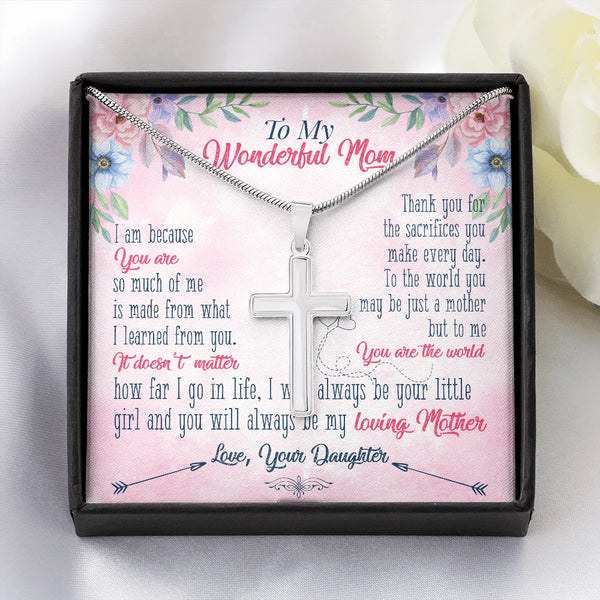 Stainless Steel Religious Cross Necklace, Cross Necklace for Mom, Daughter to Mom Faith Cross Necklace, Christmas Jewelry Pre