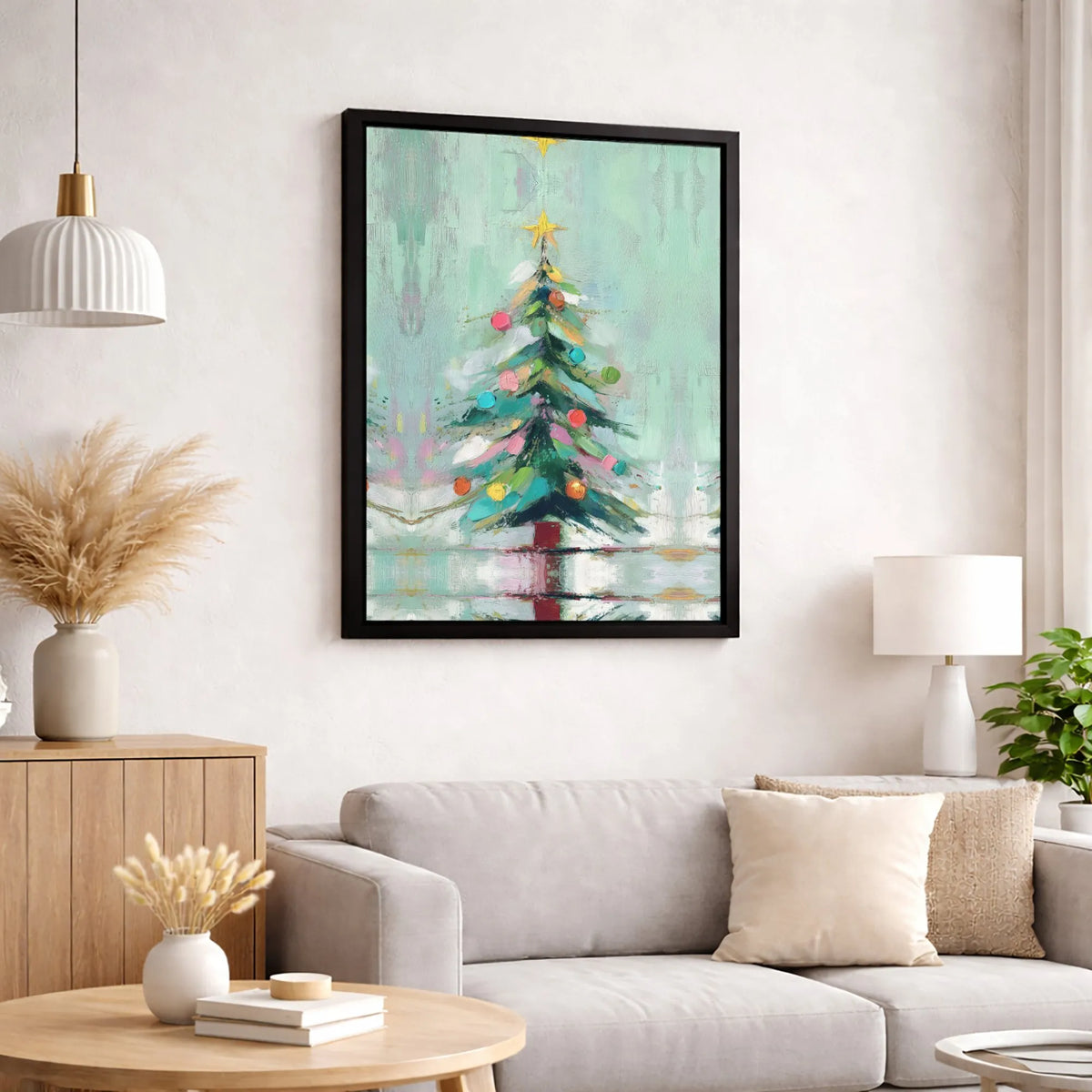 Colorful Modern Holiday Canvas Print, Abstract Christmas Tree Digital Wall Art, Festive Winter Home Decor, Printable Canvas W