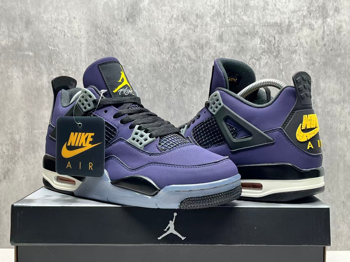 Mid Top Sneakers, Purple Gold Colorway, Lace Up Design, Casual Gift for Sneaker Fans