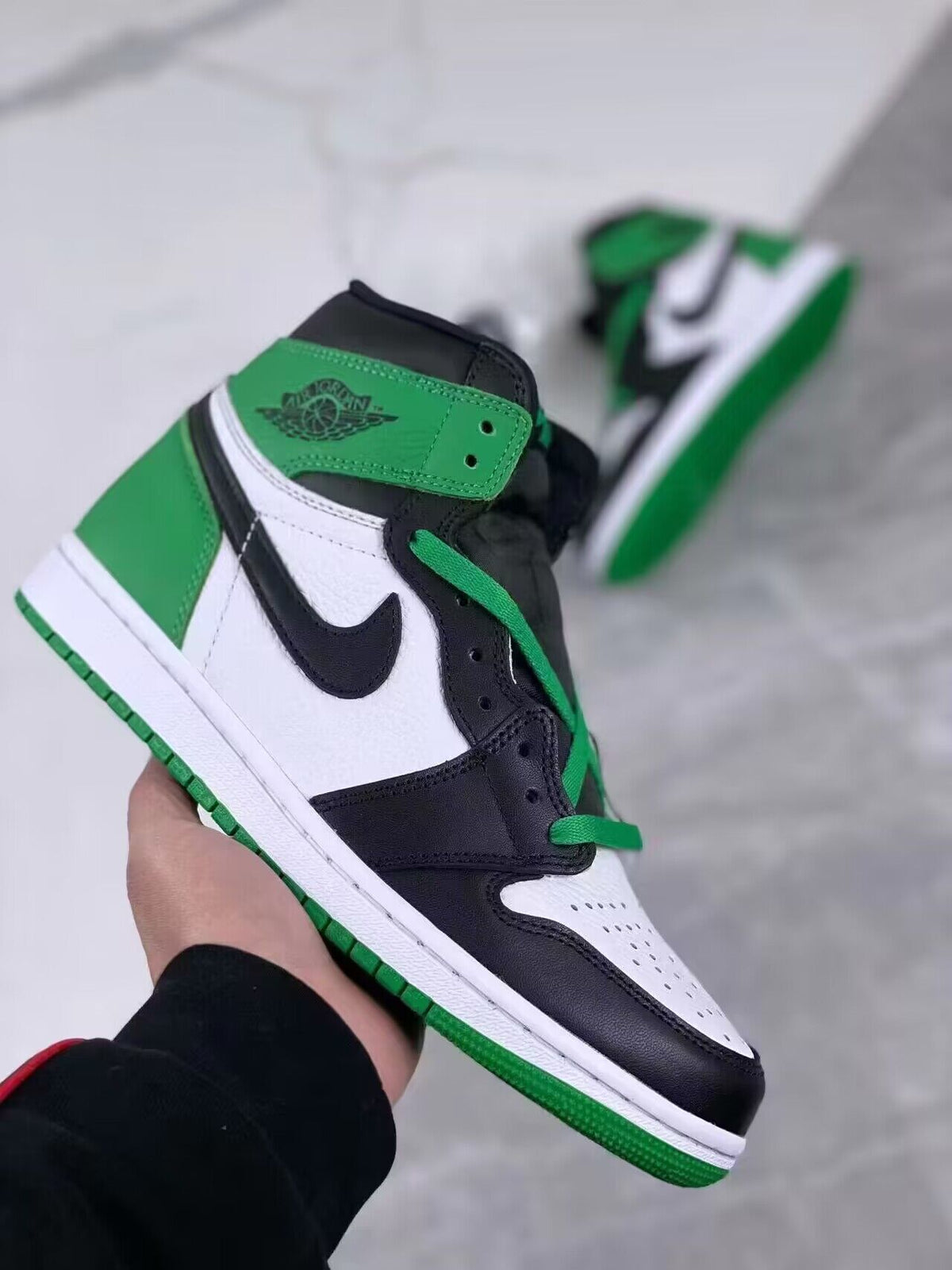 High Top Sneakers, White Black Green Colorway, Lace Up Design, Casual Gift for Sneaker Fans