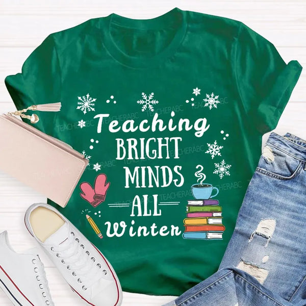 Winter Holiday Educator Shirt, Snowflake Teaching Bright Minds Teacher Christmas T-Shirt, Teacher Christmas Lights Tee, Holid