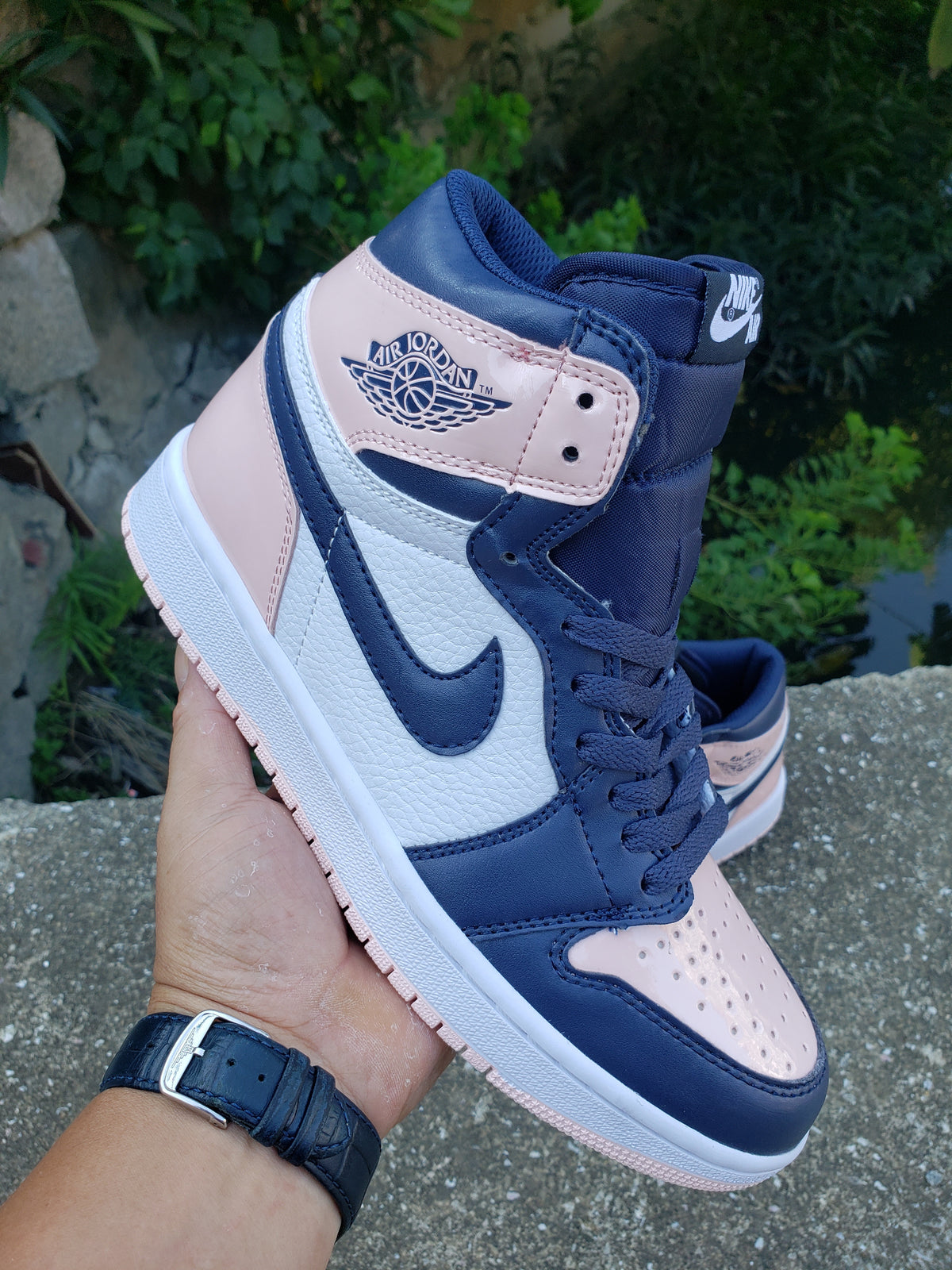 Sneakers, Navy White Colorway, Lace Up Design, Casual Gift for Sneaker Fans
