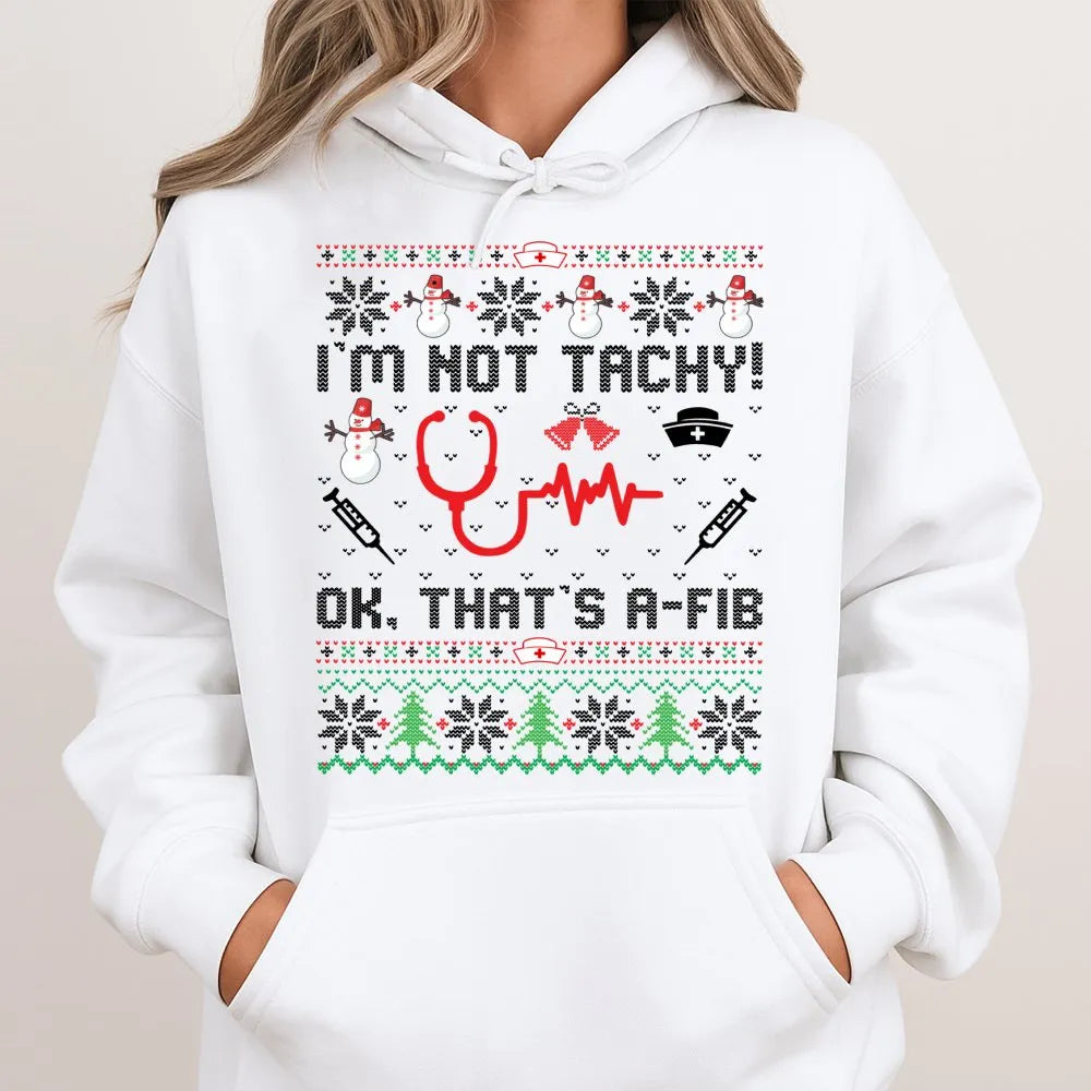 Humorous Medical Pun Christmas Hoodie, Nurse Christmas Hoodie, Ugly Sweater Nurse Holiday Hoodie, RN Healthcare Graphic Sweat